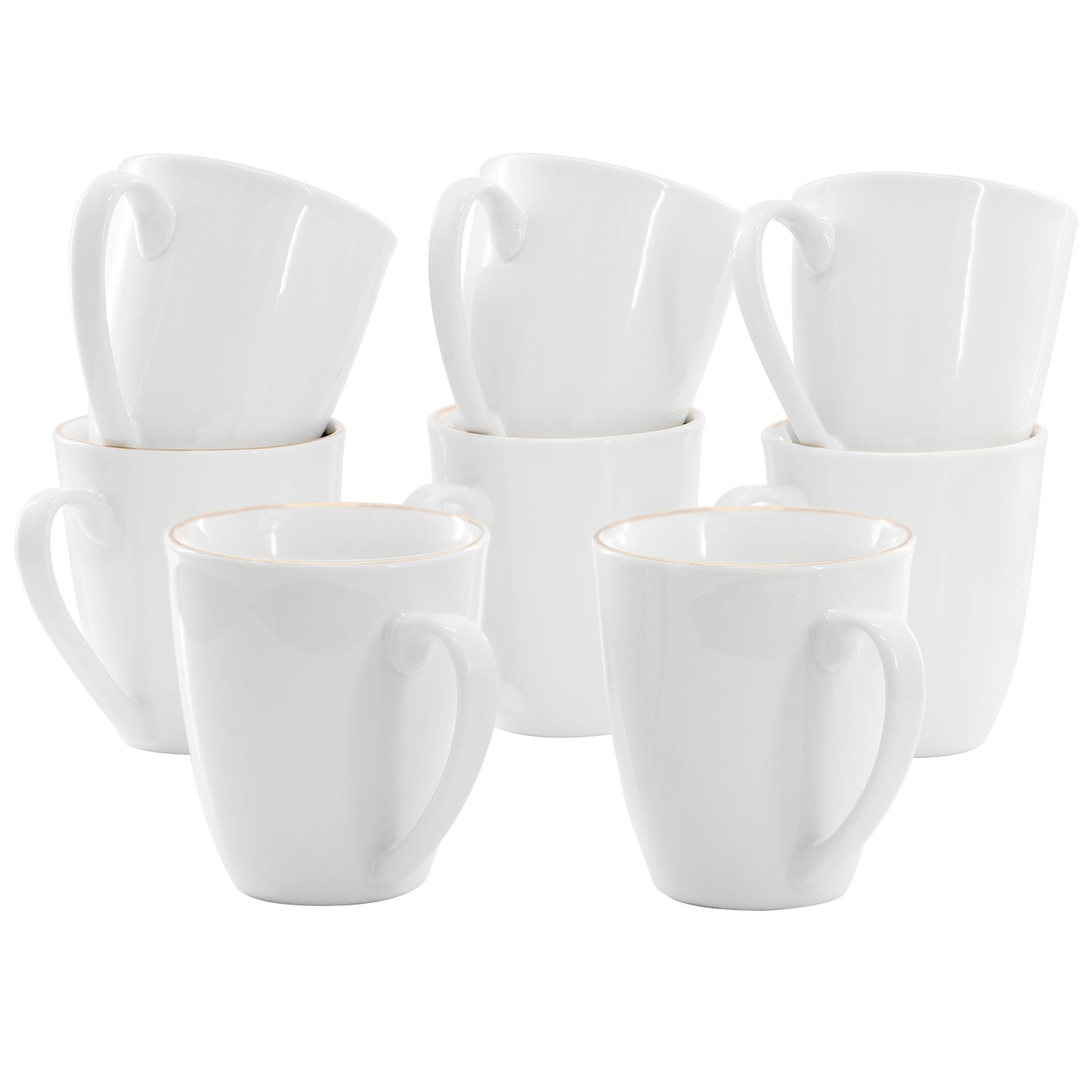 Gibson Home Ogalla 8 Piece 12 oz Gold Banded Fine Ceramic Mug Set