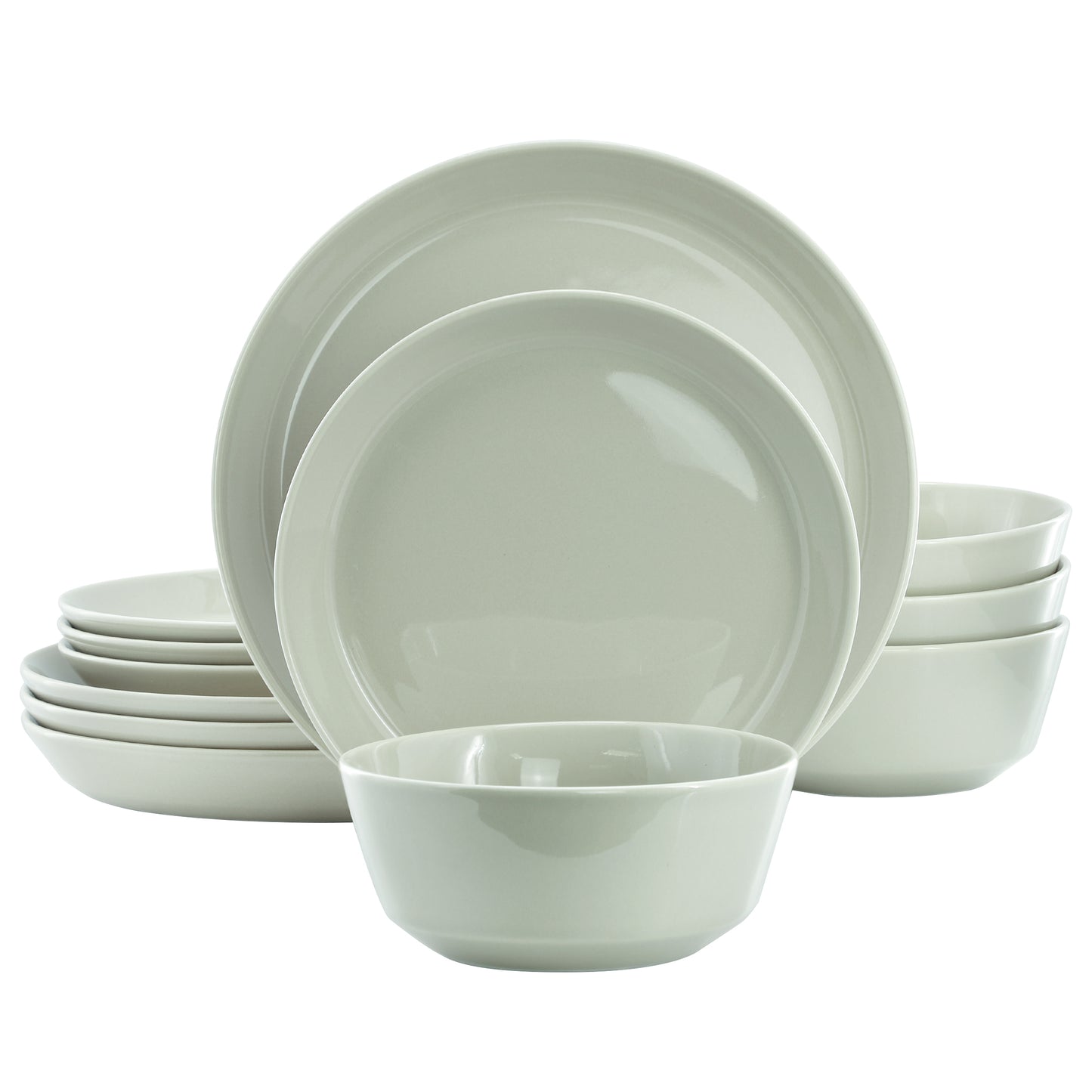 Gibson Elite Sunlit Mist 12 Piece Round Stoneware Dinnerware Set in Green