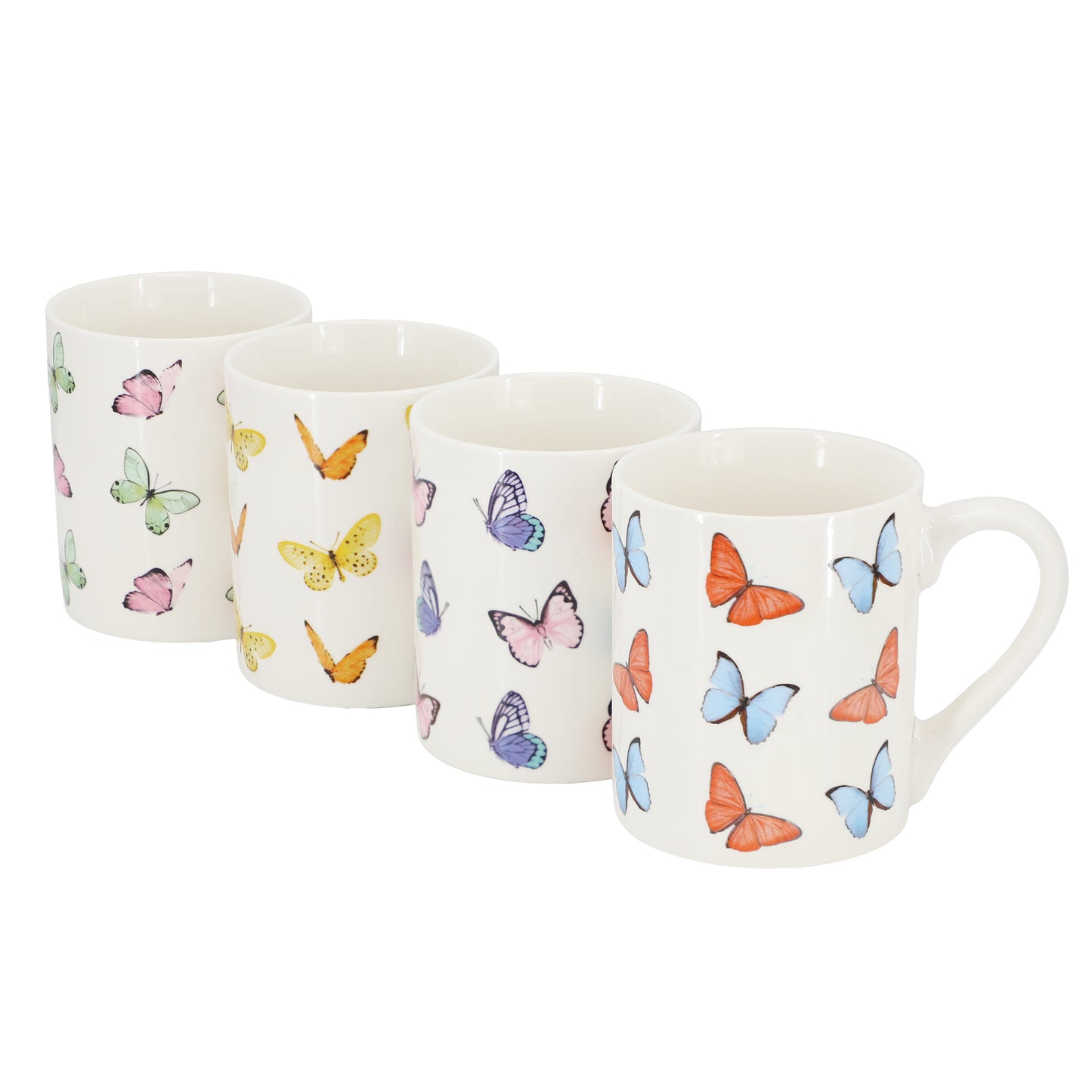 Gibson Home Butterfly Wings 4 Piece 18 oz Stoneware Mug Set White
