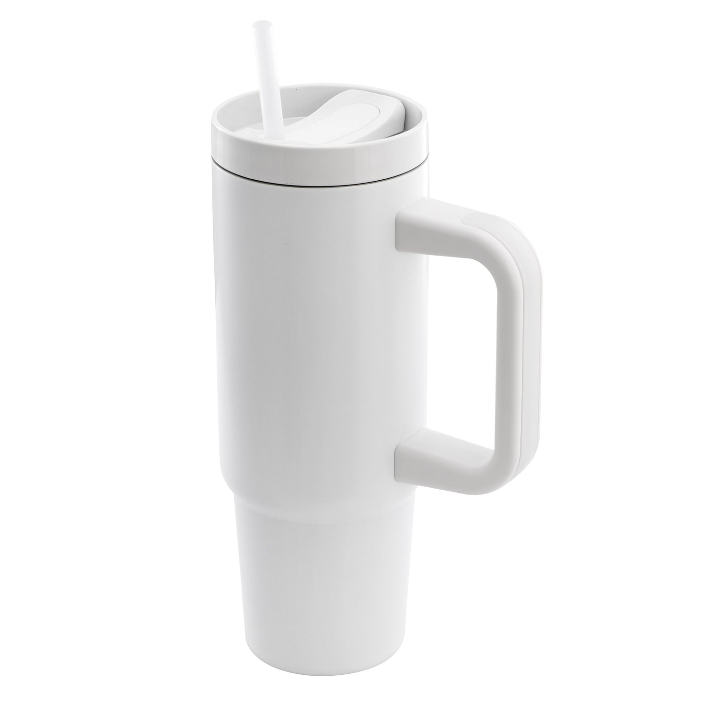 Gibson 29 oz Marina White Stainless Steel Thermal Tumbler w Side Handle & Straw