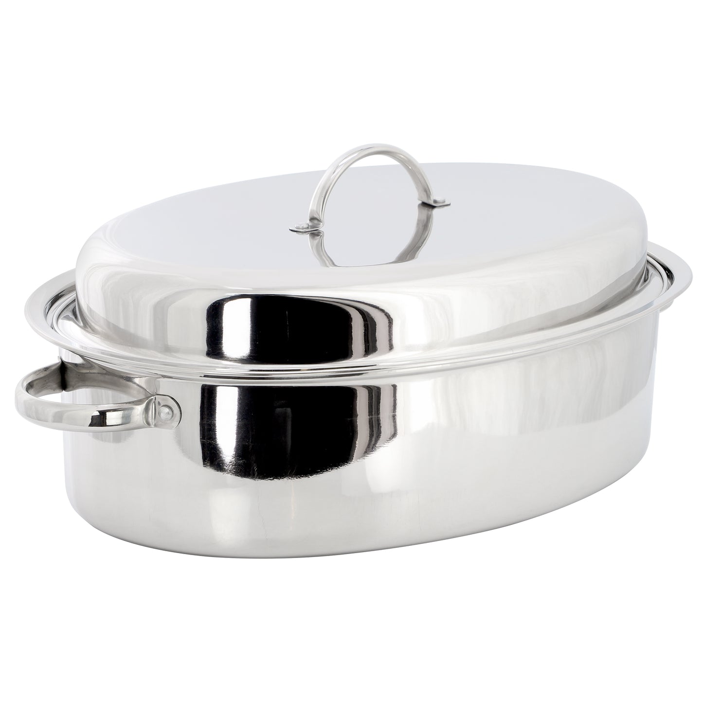 Gibson Home Johnstown 18" Oval Stainless Steel Roaster Pan w Lid