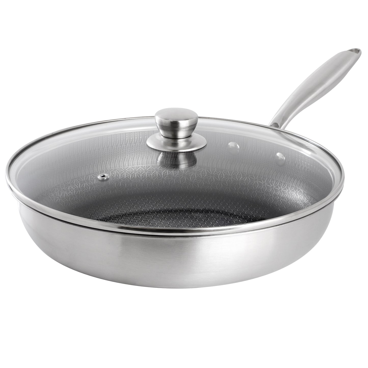 Gibson Home Elsenborn 12" Embossed Interior Stainless Steel Frying Pan w Lid