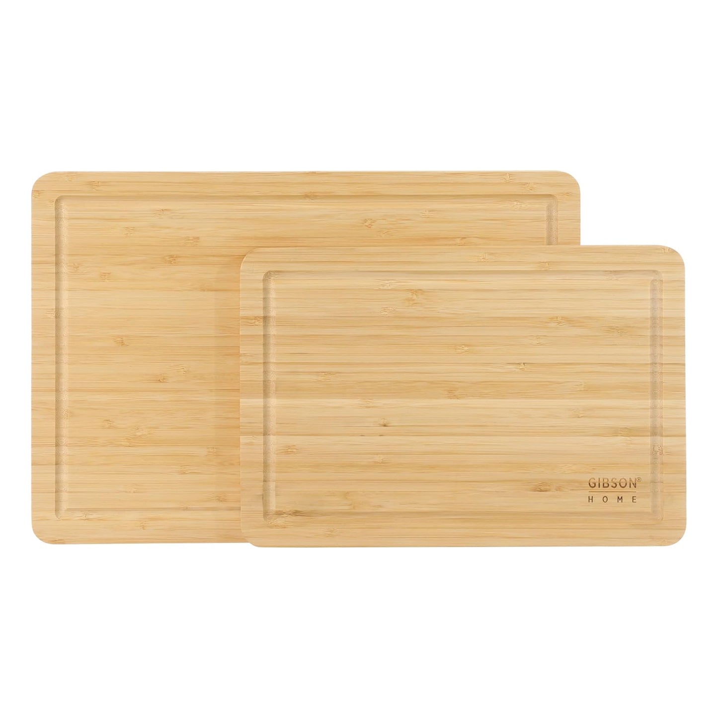Gibson Home Forestview 2 Piece Rectangle Bamboo Cutting Board Set w Juice Groove