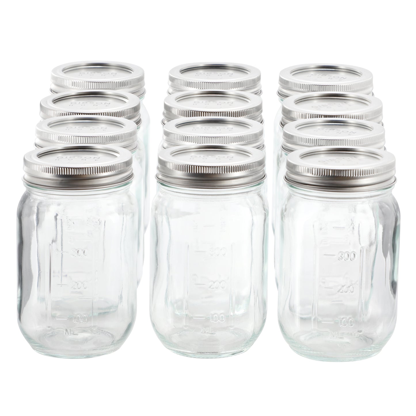 Gibson Home Market Preserves 12 Piece 16 Ounce Glass Canning jars w Lids & Bands