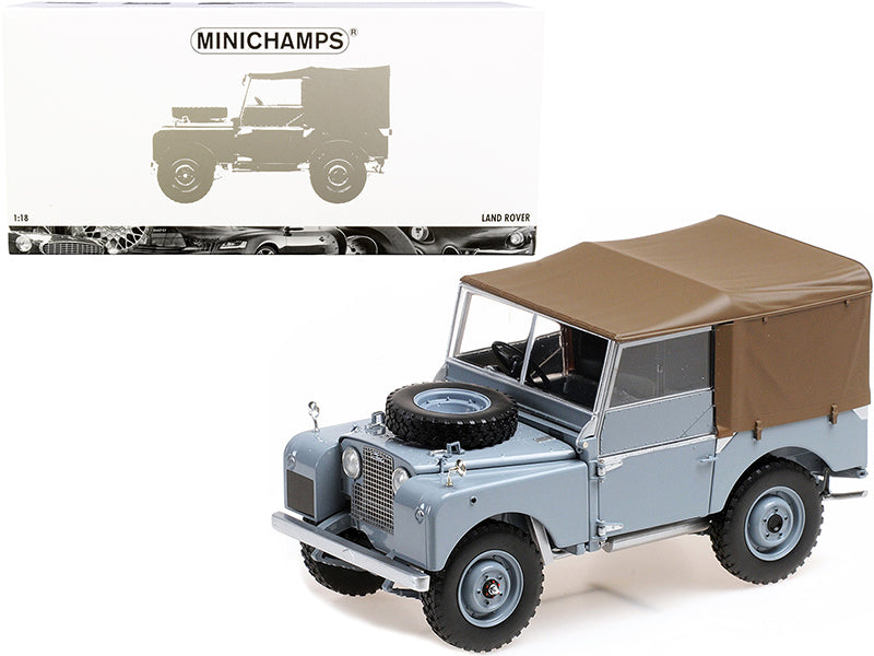 1949 Land Rover RHD Right Hand Drive Gray w Brown Canopy 1/18 Diecast Car Minic