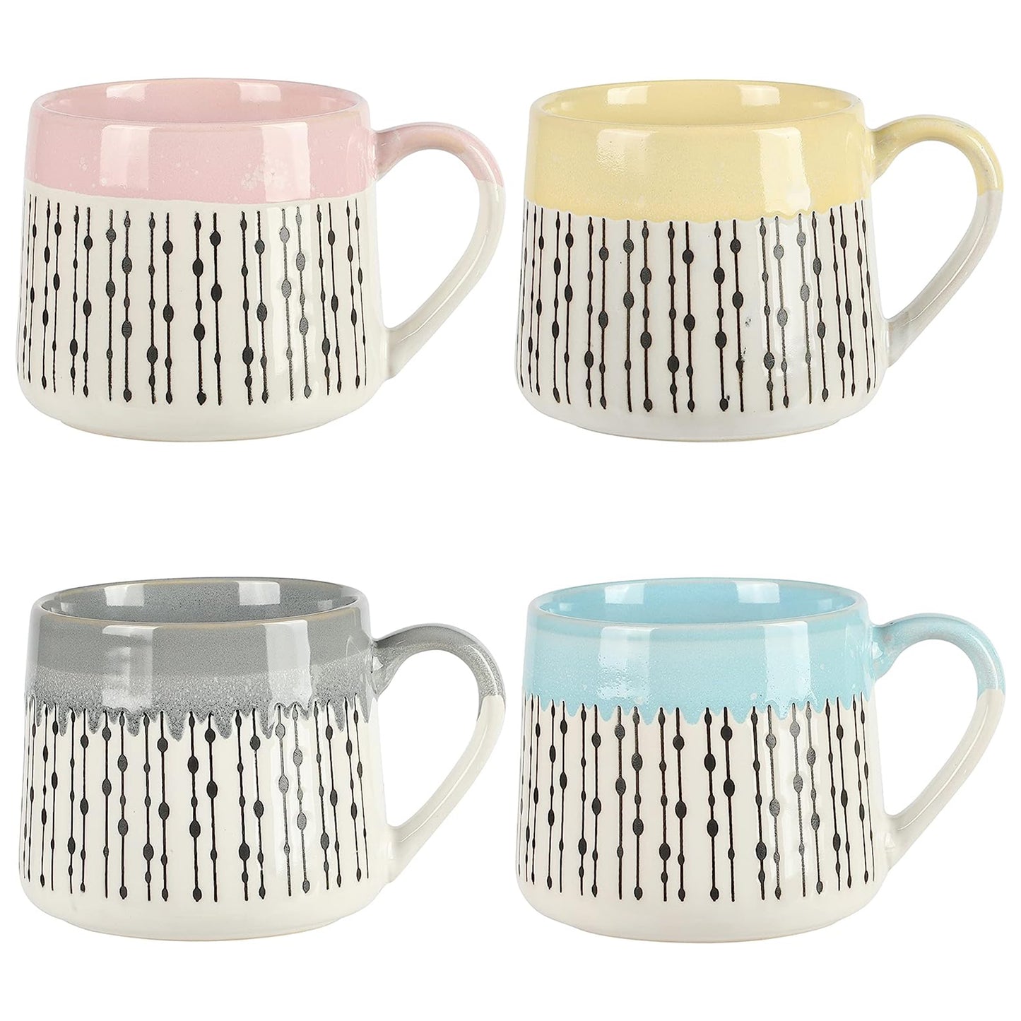 Gibson Home Morning Mist 4 Piece 15 oz Stoneware Belly Mug Set in Assorted Colo