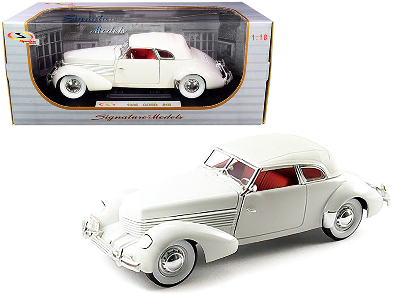 1936 Cord 810 Coupe White w Red Interior 1/18 Diecast Car Signature Models