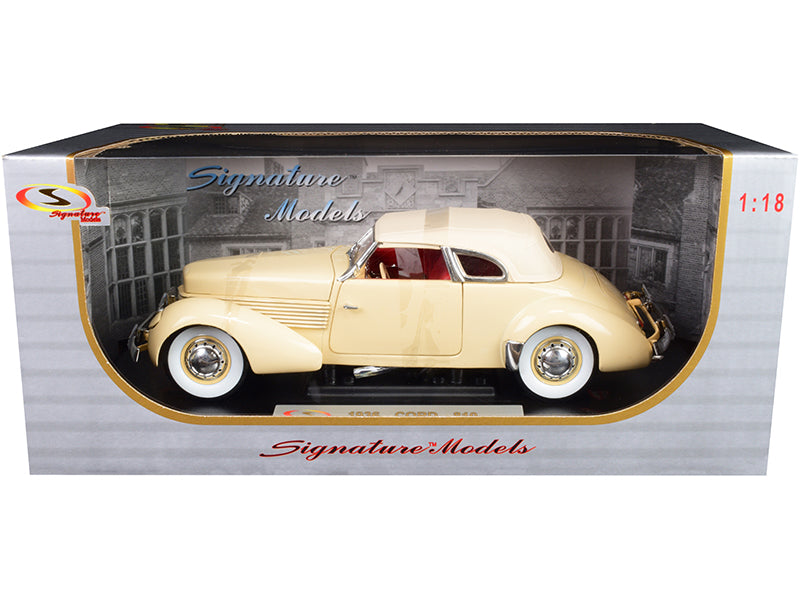 1936 Cord 810 Coupe Yellow w Cream Top Red Interior 1/18 Diecast Car Signature