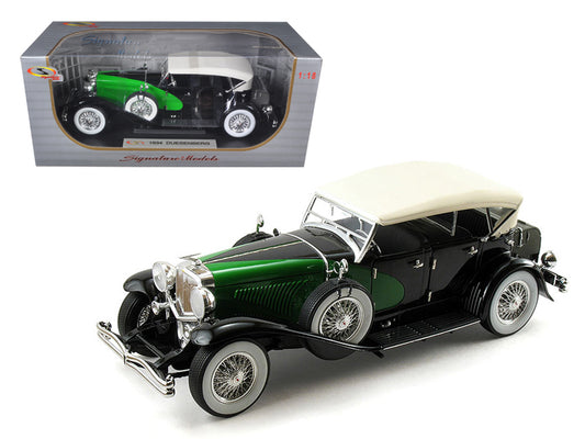 1934 Duesenberg Model J Black Green w Cream Top 1/18 Diecast Car Signature Mode