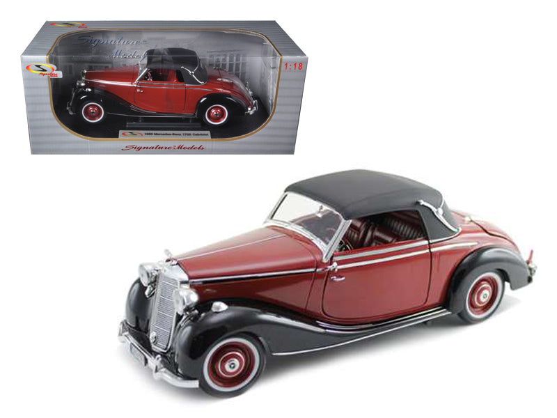 1950 Mercedes Benz 170S Cabriolet Burgundy Black 1/18 Diecast Car Signature Mod