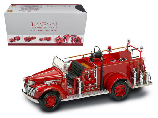 1941 GMC Fire Engine Red w Accessories 1/24 Diecast Car Road Signature