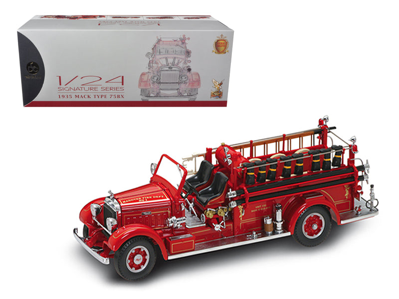 1935 Mack Type 75BX Fire Engine Truck Red w Accessories 1/24 Diecast Model Road