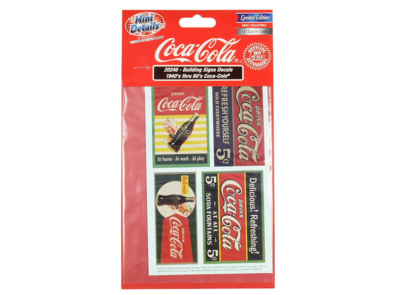 1940's Thru 1960's Coca-Cola Building Signs Decals for 1/87 HO Scale Models Cla