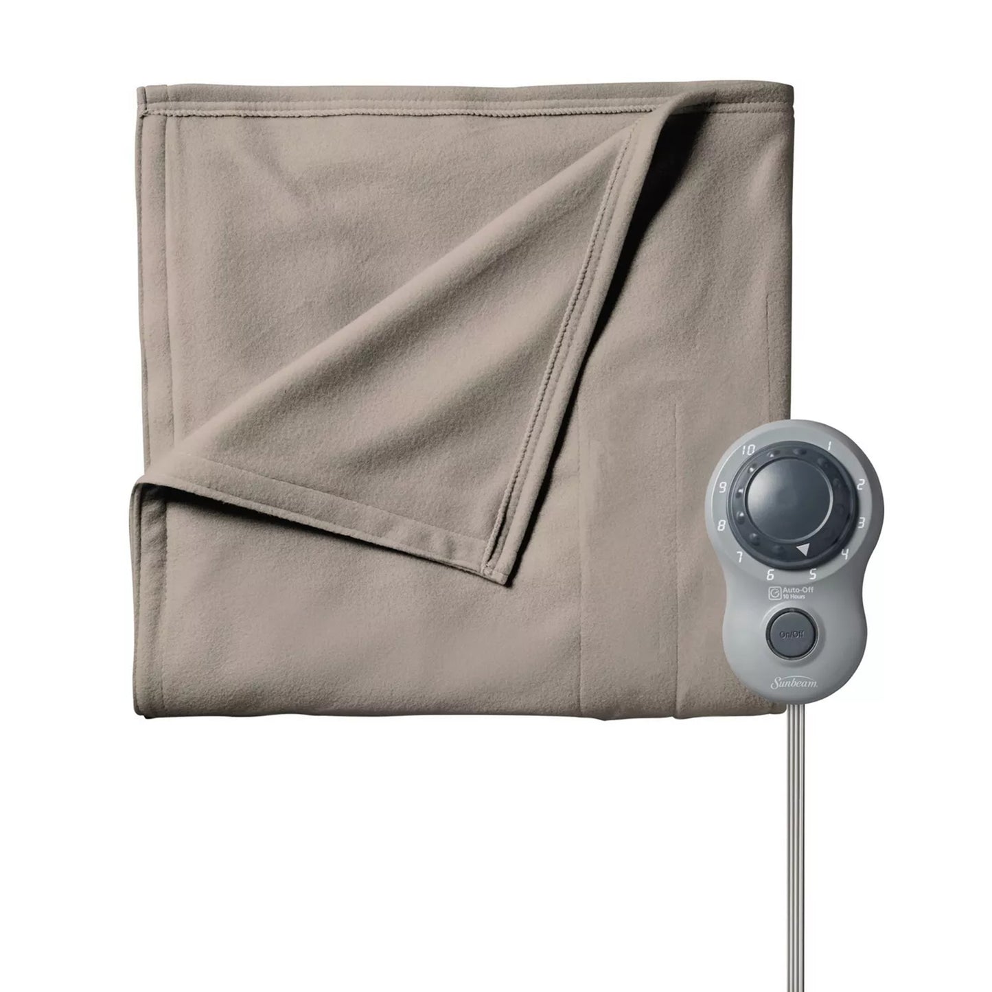 Sunbeam Full Size Electric Fleece Heated Blanket Mushroom w 10 Heat Settings