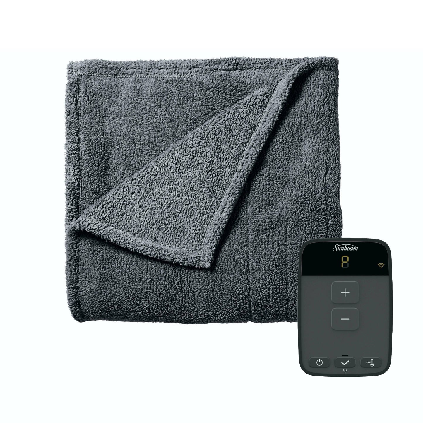 Sunbeam Full Size Electric Lofttec Heated Blanket Slate Gray Wi-Fi Connection
