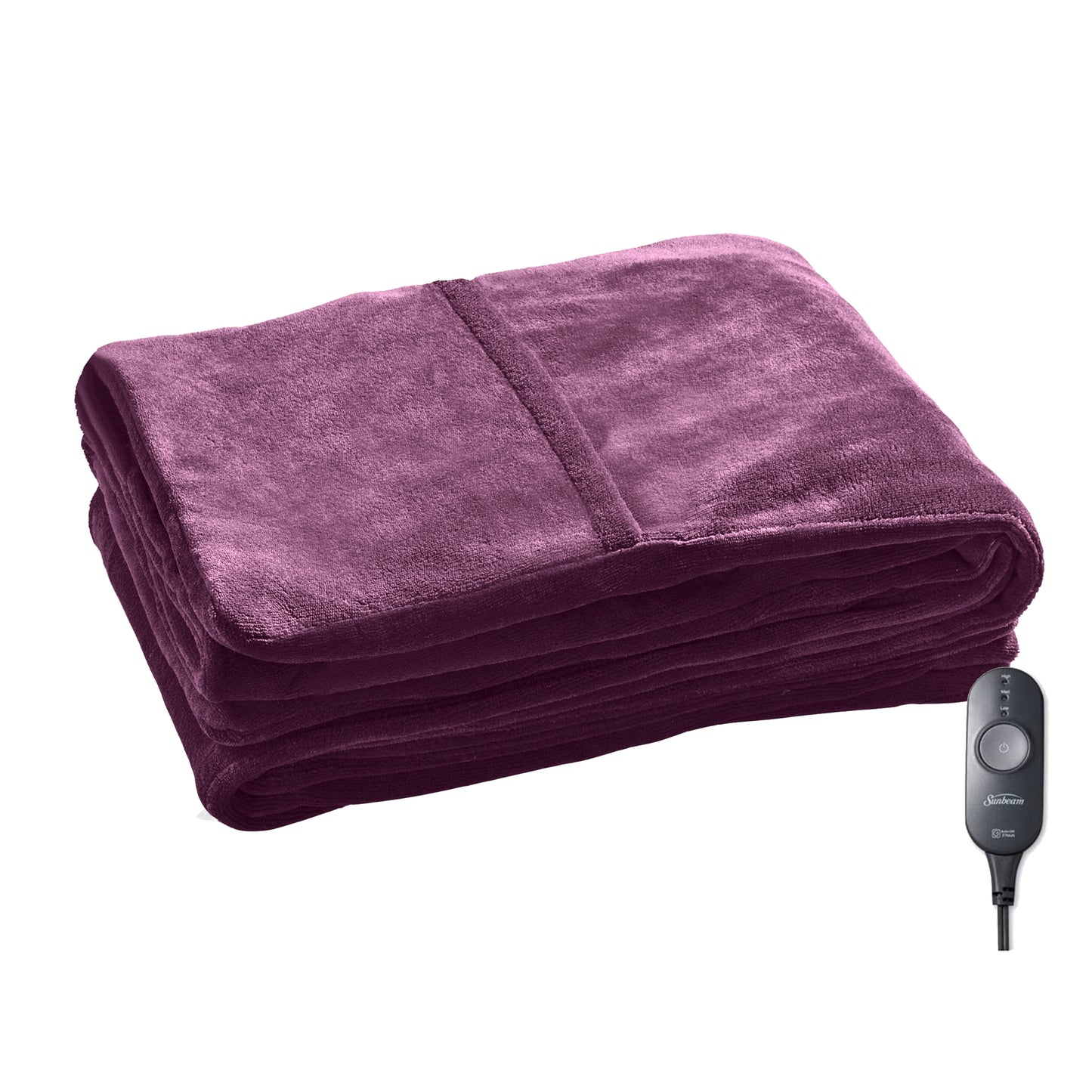 Sunbeam Microplush Heated Throw w Foot Pocket in Winter Bloom