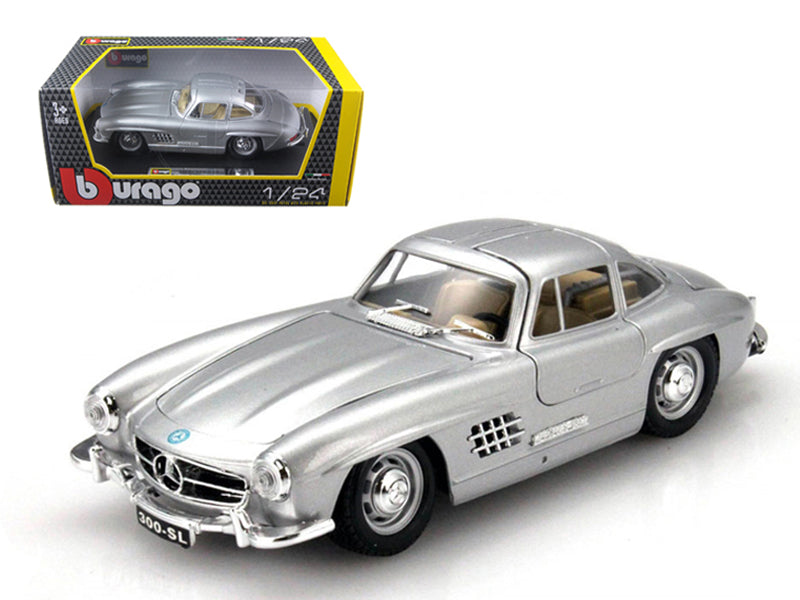 1954 Mercedes Benz 300 SL Gullwing Silver 1/24 Diecast Model Car Bburago