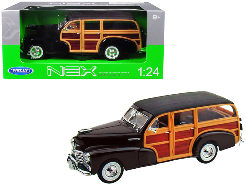 1948 Chevrolet Woody Fleetmaster Dark Brown 1/24 Diecast Car Welly