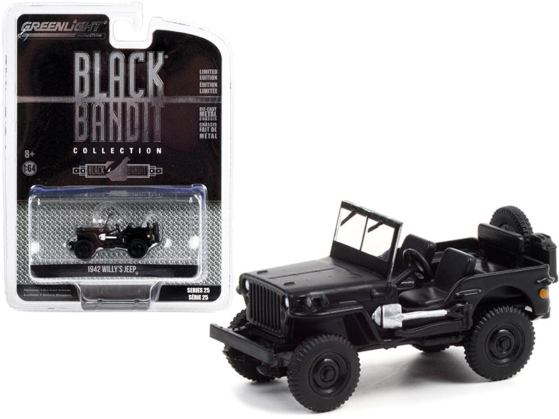 1942 Willys Jeep Black Bandit Series 25 1/64 Diecast Car Greenlight