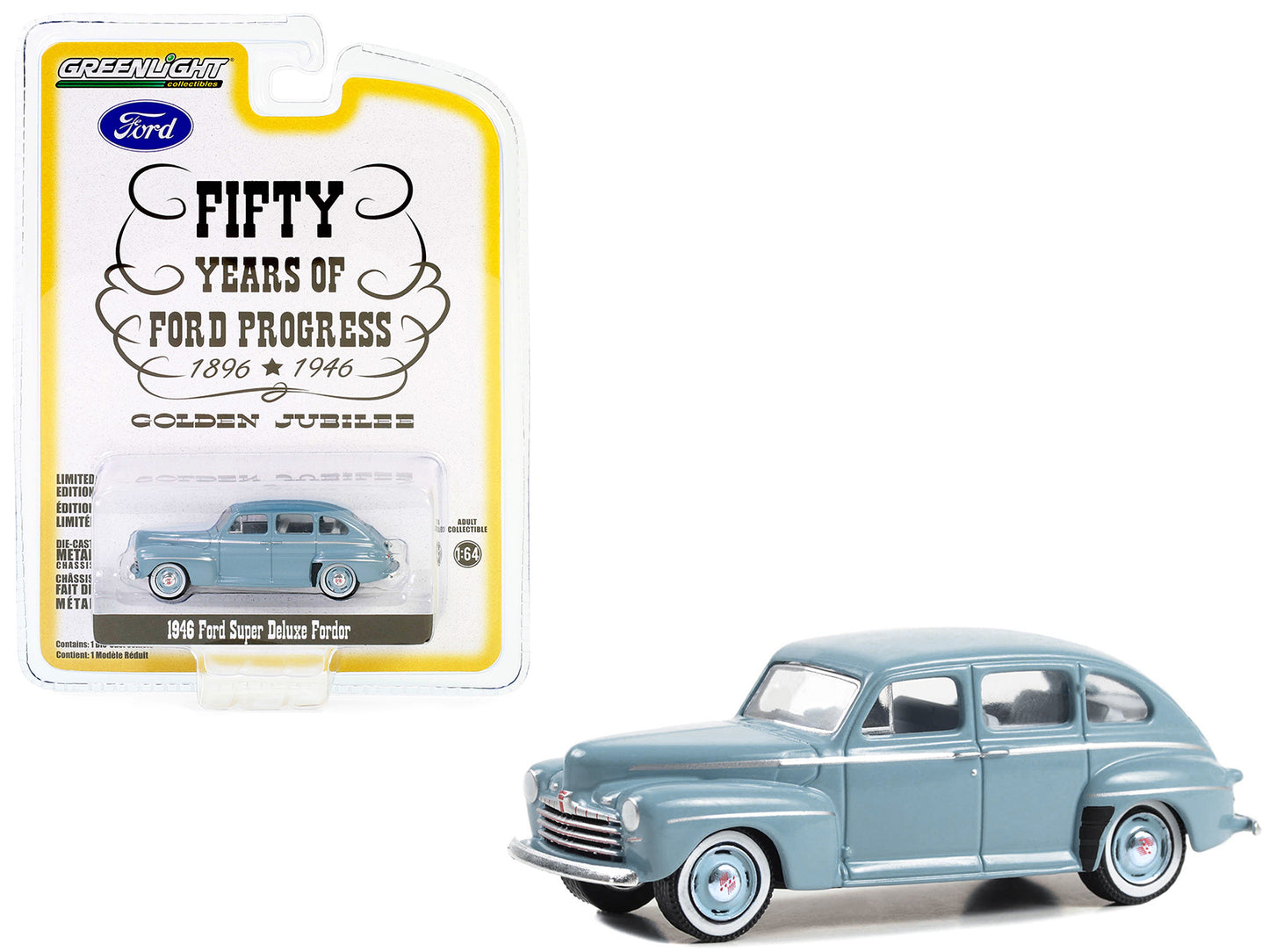 1946 Ford Super Deluxe Fordor Light Blue Fifty Years of Ford Progress - Golden J