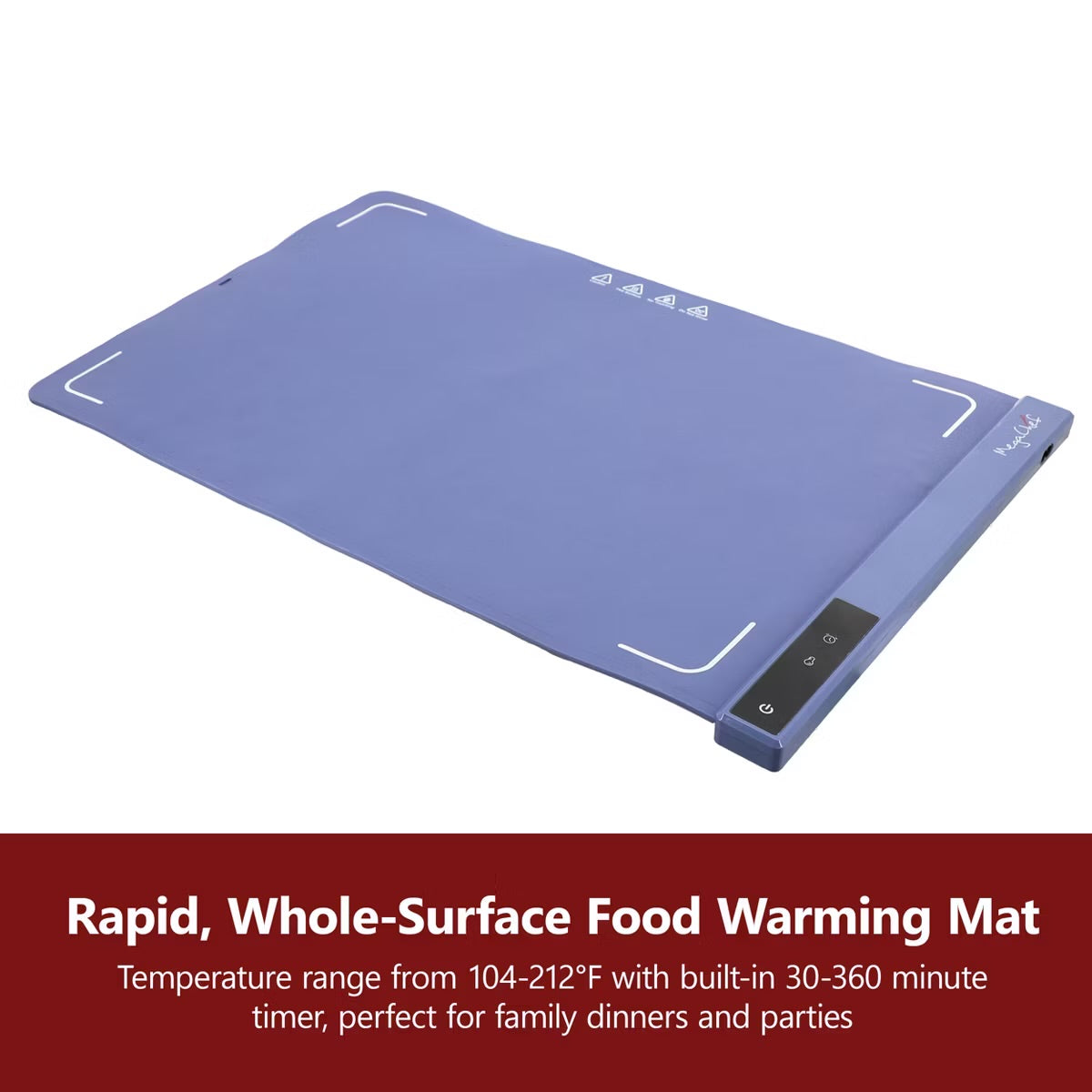 MegaChef 23” x 15.75" Silicone Warming Mat w Variable Temperature & Digital