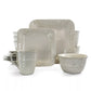 Elama Ivory Lotus 16 Piece Stoneware Embossed Floral Square Dinnerware Set For 4