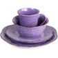 Elama Rustic Birch 16 Piece Round Embossed Stoneware Dinnerware Set in Purple