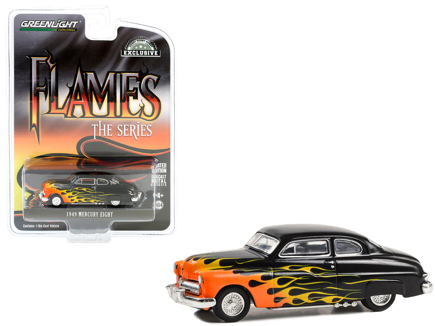 1949 Mercury Eight Black w Flames Flames-Hobby Exclusive Series 1/64 Diecast Mod