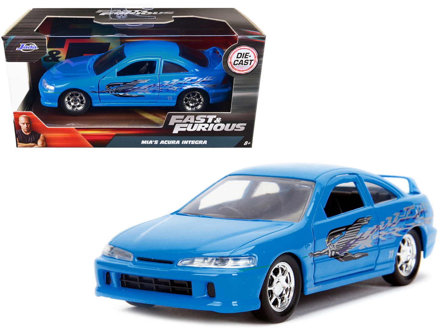 Mia's Acura Integra Light Blue w Graphics Fast & Furious Movie 1/32 Diecast Car