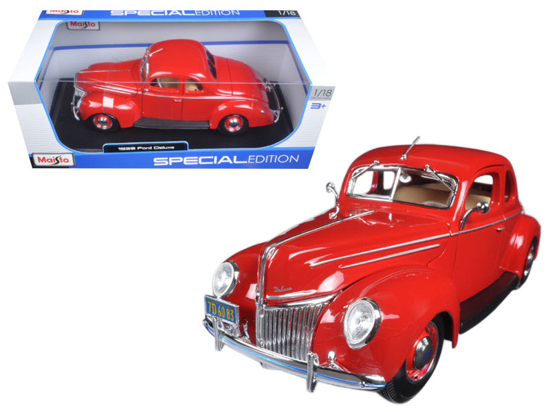 1939 Ford Deluxe Tudor Red 1/18 Diecast Car Maisto