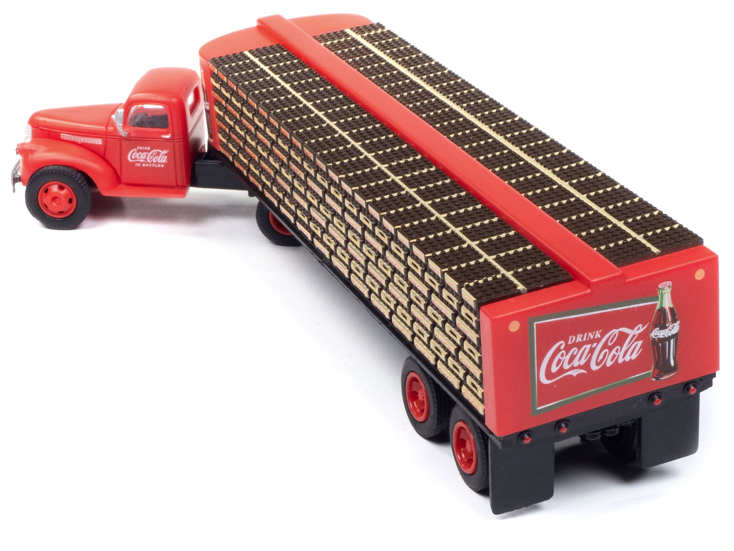 1941-1946 Chevrolet Tractor Red w Flatbed Bottle Trailer Coca-Cola Mini Metals