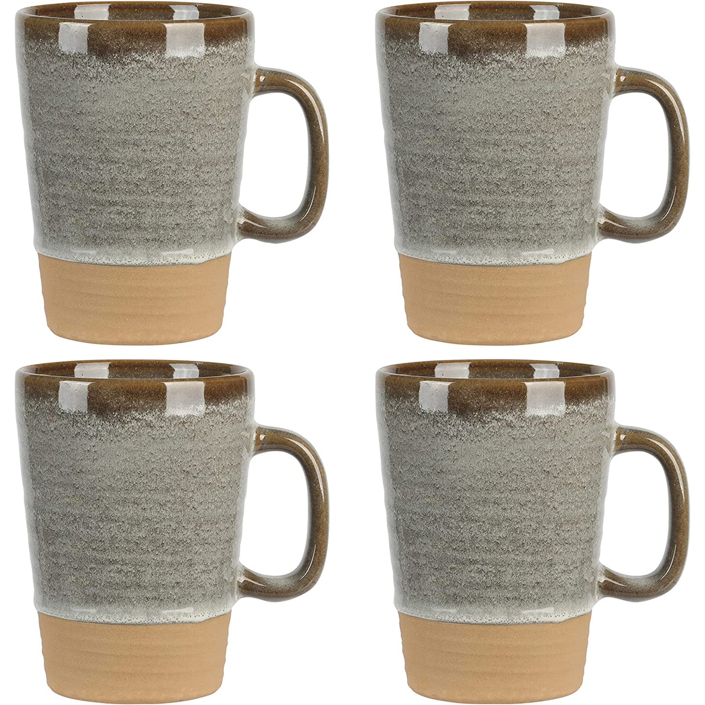 Gibson Elite Dreamweaver 4 Piece 17 oz Round Earthenware Mug Set in Earthy Brow