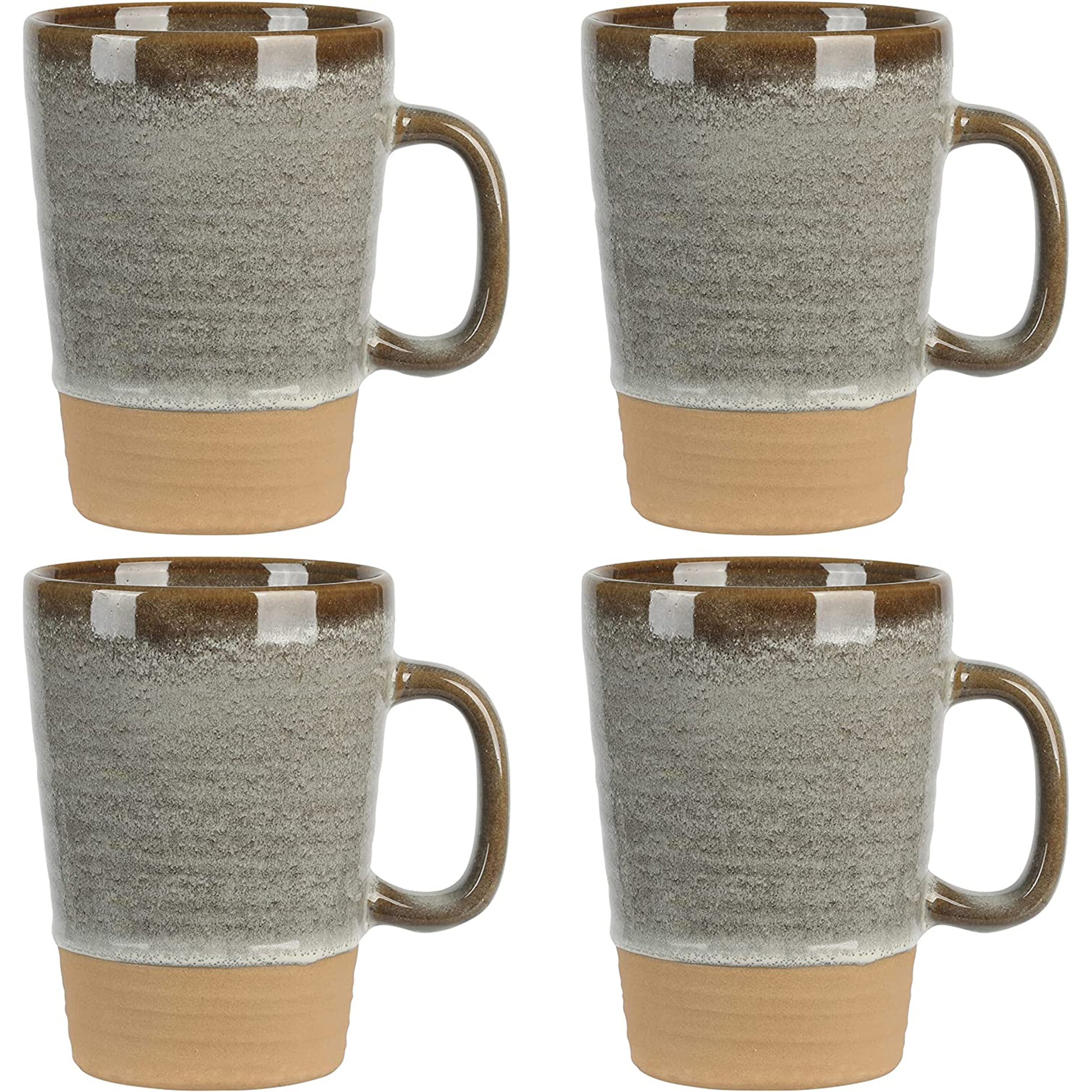 Gibson Elite Dreamweaver 4 Piece 17 oz Round Earthenware Mug Set in Earthy Brow