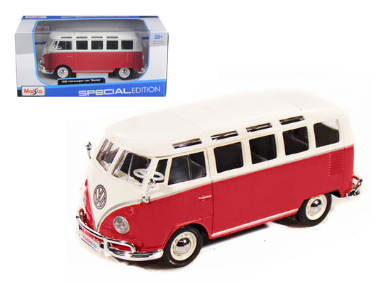 Volkswagen Van Samba Bus Red White 1/25 Diecast Model Maisto