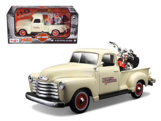 1950 Chevrolet 3100 Pickup Truck Cream 1/25 2001 FLSTS Heritage Springer Motorc