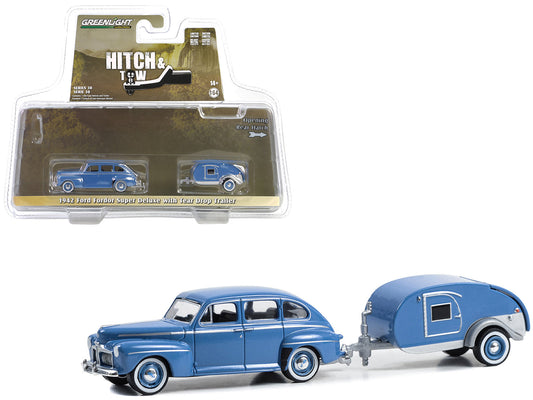 1942 Ford Fordor Super Deluxe Florentine Blue w Tear Drop Trailer Hitch & Tow Se