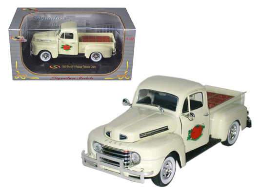 1949 Ford F-1 Delivery Pickup Truck Cream w Tomato Crates 1/32 Diecast Car Sign