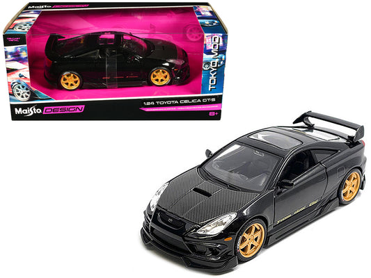 Toyota Celica GT-S 1/24 Diecast Model Car Black w Carbon Hood & Sunroof Maisto D