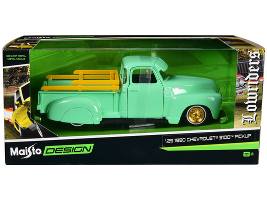 1950 Chevrolet 3100 Pickup Truck Lowrider Light Green w Gold Wheels Lowriders S