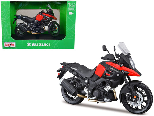 Suzuki V-Strom 1000 Red Black w Plastic Display Stand 1/12 Diecast Motorcycle M