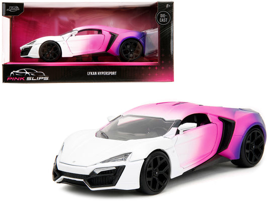 Lykan Hypersport White Pink Purple Gradient Pink Slips Series 1/24 Diecast Car
