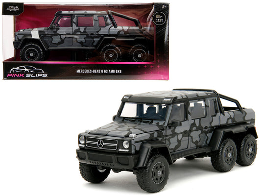 Mercedes-Benz G 63 AMG 6x6 Pickup Truck Gray Camouflage Pink Slips Series 1/24