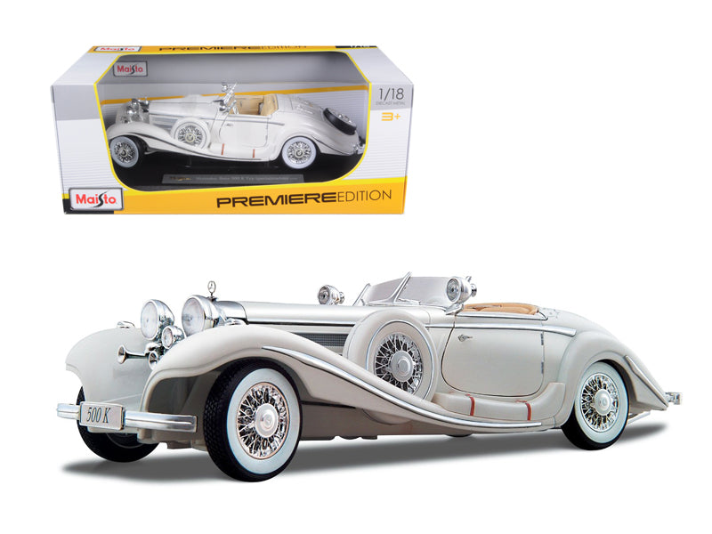 1936 Mercedes Benz 500 K Special Roadster White 1/18 Diecast Car Maisto