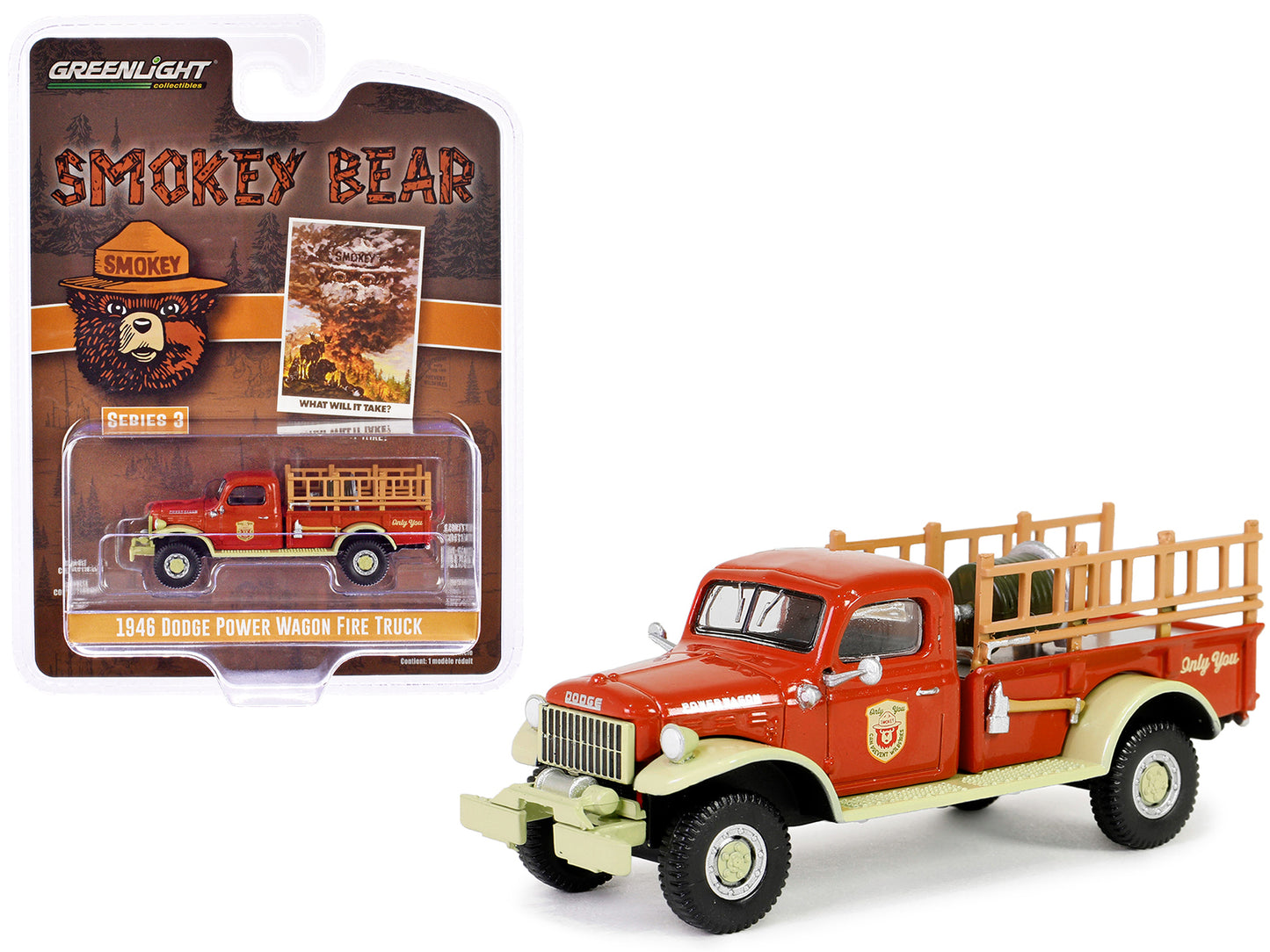 1946 Dodge Power Wagon Fire Truck Red & Cream What Will It Take Smokey Bear Seri