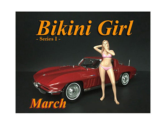 March Bikini Calendar Girl Figure for 1/24 Scale Models American Diorama