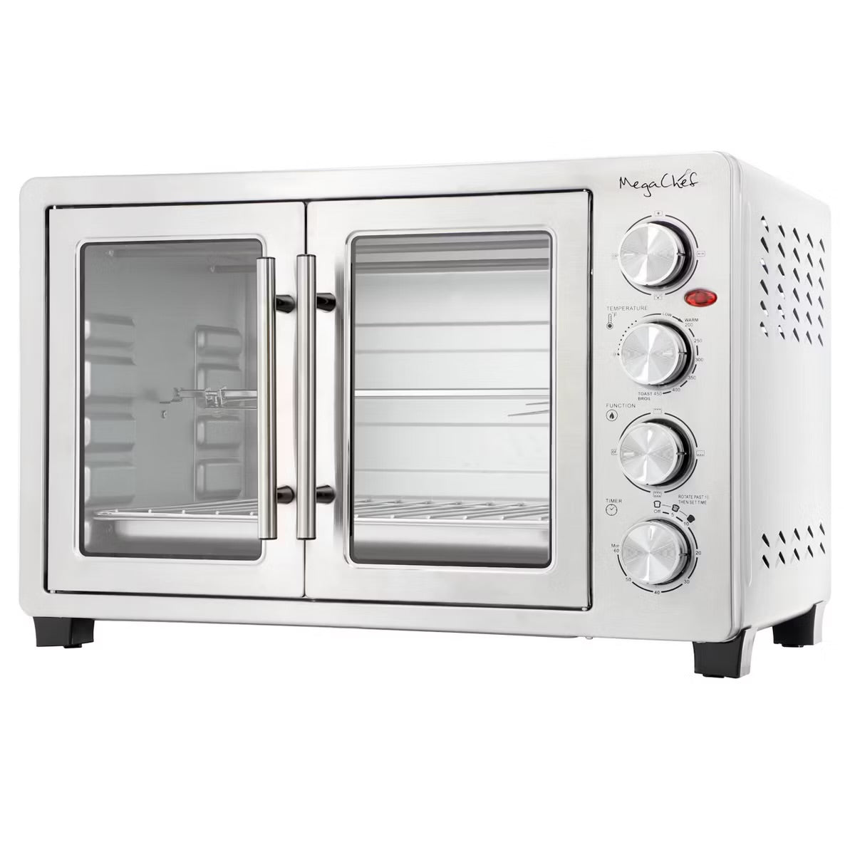 MegaChef 45 Liter Electric French Door Rotisserie Convection Counter Top Oven