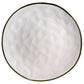 Elama Modern 16 pc Stoneware Dinnerware Set in Matte White w Gold Rim