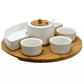 Elama 8 pc Appetizer Set w 4 Dishes Center Condiment Server Spoon & Bamboo Tray