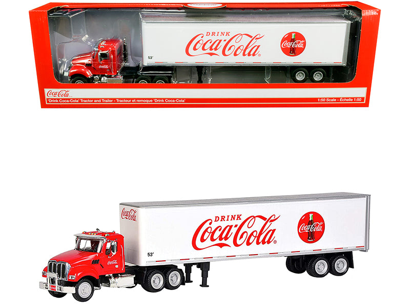 Truck Tractor w 53' Trailer Drink Coca-Cola Red White 1/50 Diecast Model Motorc