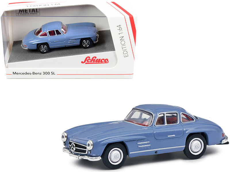 Mercedes Benz 300 SL Blue w Red Interior 1/64 Diecast Car Schuco